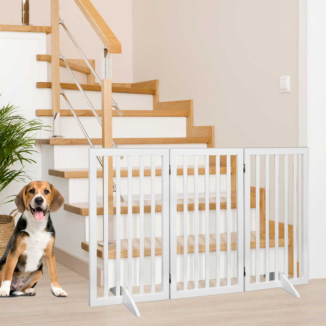 PaWz Wooden Pet Gate Dog Fence Safety White 400x 3MM-1973193642583658503