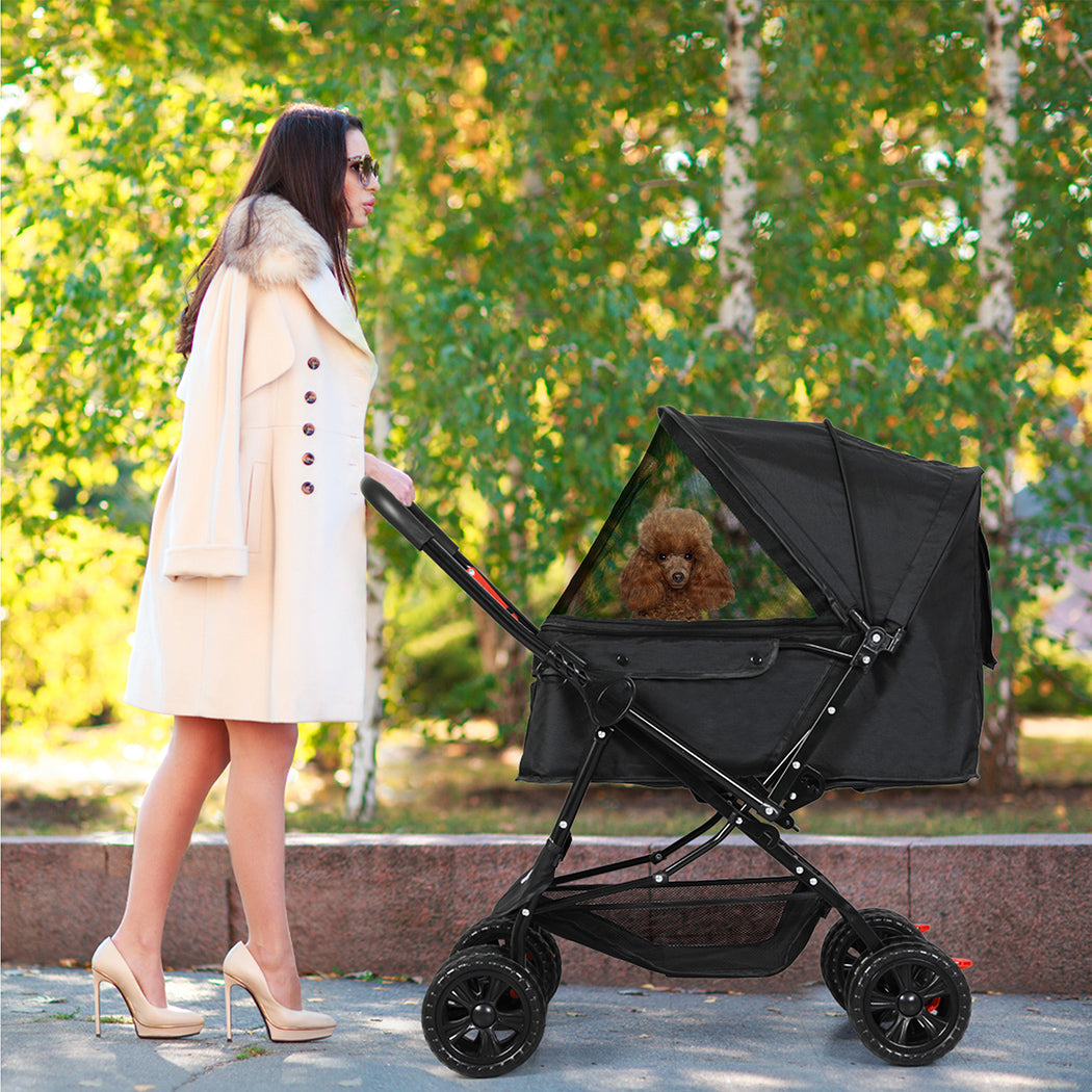 PaWz Pet Stroller Dog Cat Carrier Foldable Black-1973193719184232455