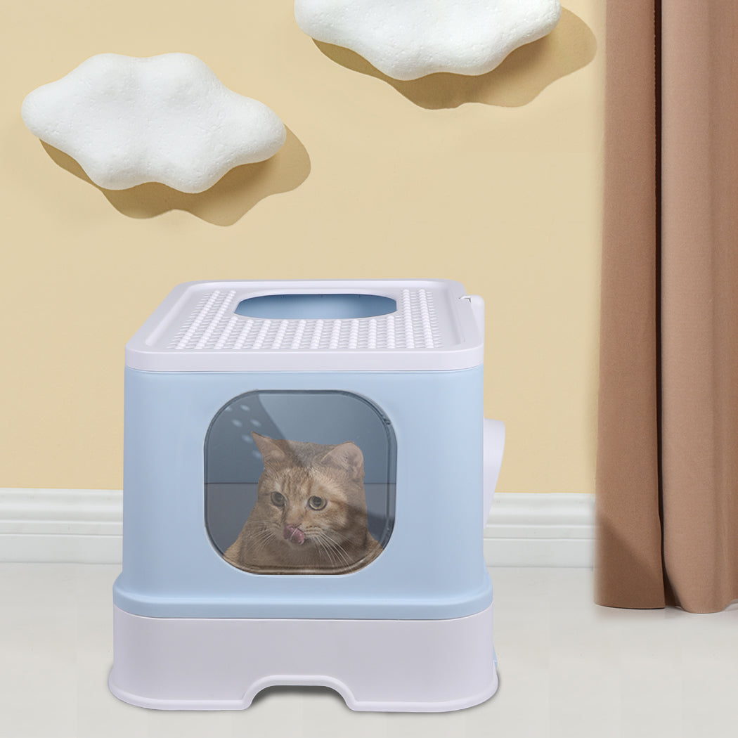 PaWz Cat Litter Box Fully Enclosed Kitty Blue-1973193623709290503