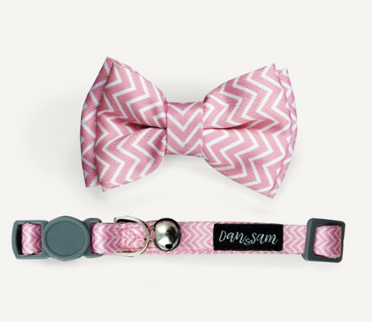 Dan & Sam Bow Tie Cat Collar Candy Floss