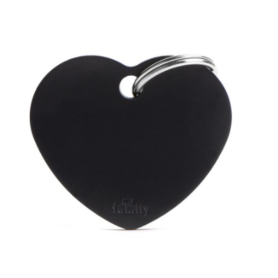 Pet ID Tag Aluminium Black Heart