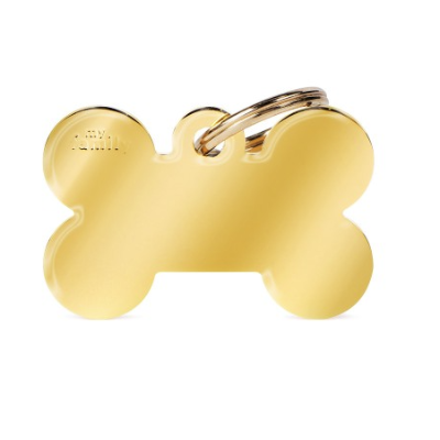 Pet ID Tag Aluminium Gold Bone