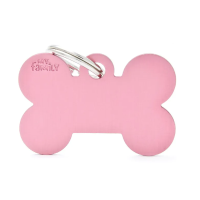 Pet ID Tag Aluminium Pink Bone