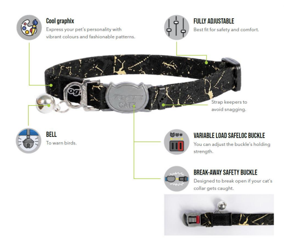 Rogz Fusioncat Safety Collar Marble Swirl Black