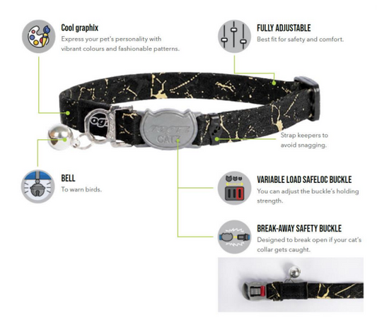 Rogz Fusioncat Safety Collar Marble Swirl Black