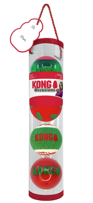 KONG Holiday Occasions Balls 4-pk Md
