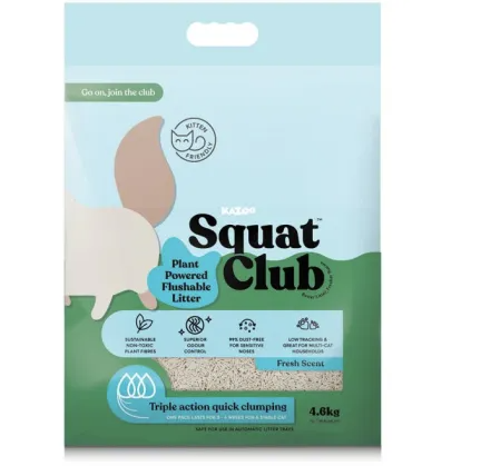 Squat Club - SQ Plant Powered Flushable Litter - Fresh Scent 4.6kg