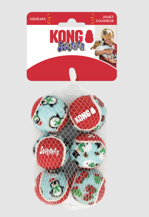 KONG Holiday SqueakAir Tennis Balls 6-pk Md