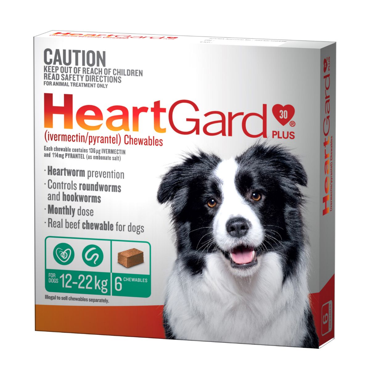 Heartgard 30 Plus Dog 12-22kg Green 6pk-1996005511379685376