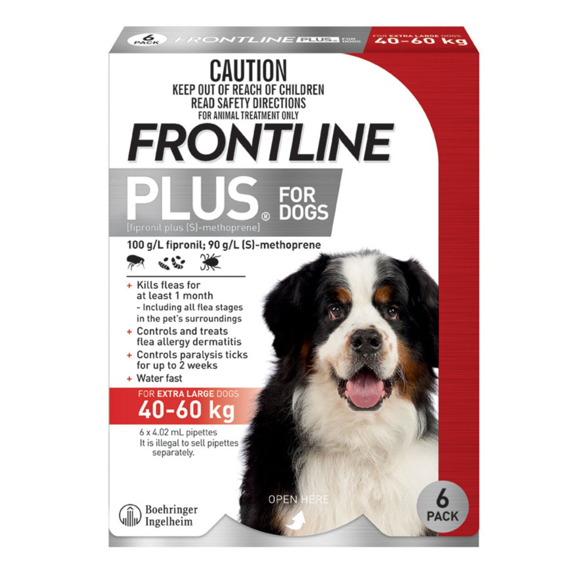 Frontline Plus Dog 40-60kg Red X/Large 6pk-1996005510553407491