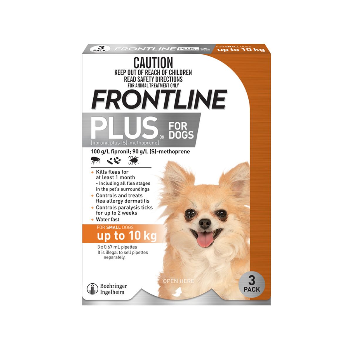 Frontline Plus Dog 0-10kg Orange Small 3pk-1996005509982982144