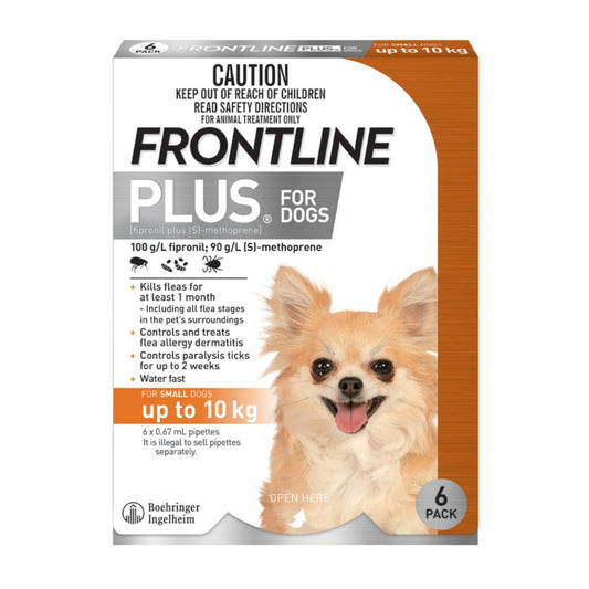 Frontline Plus Dog 0-10kg Orange Small 6pk-1996005510159142914