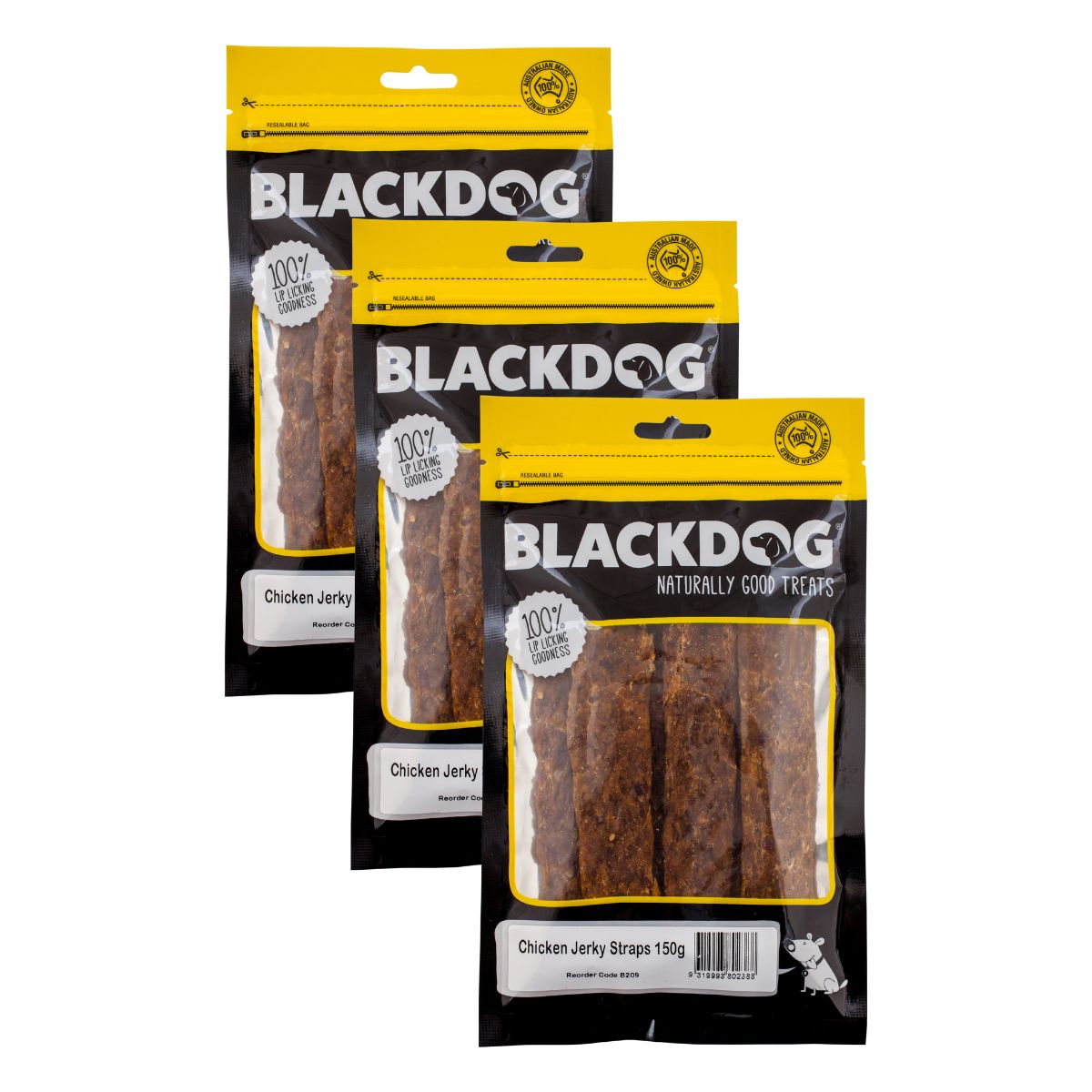Blackdog Chicken Jerky Straps 150g x 3pk-1996005498322817026