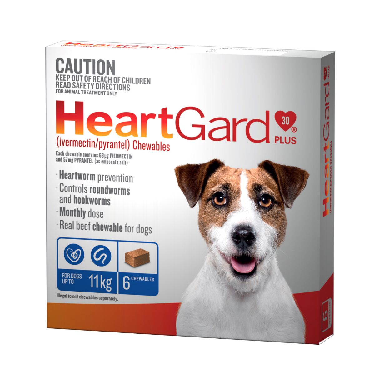 Heartgard 30 Plus Dog 0-11kg Blue 6pk-1996005511052529664