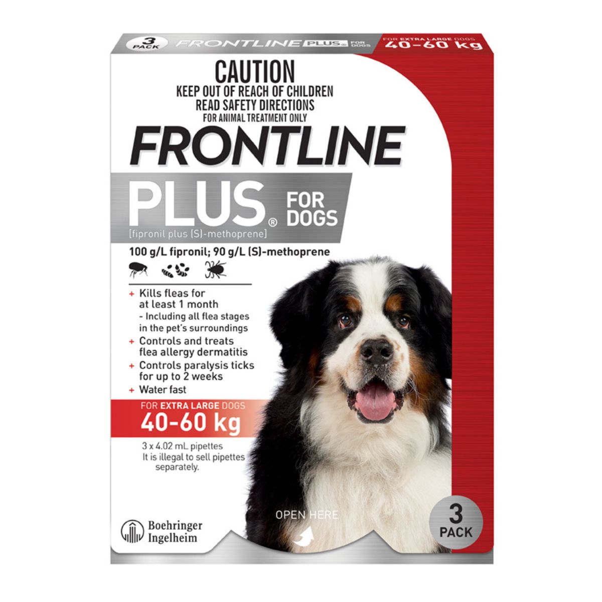 Frontline Plus Dog 40-60kg Red X/Large 3pk-1996005510394023938
