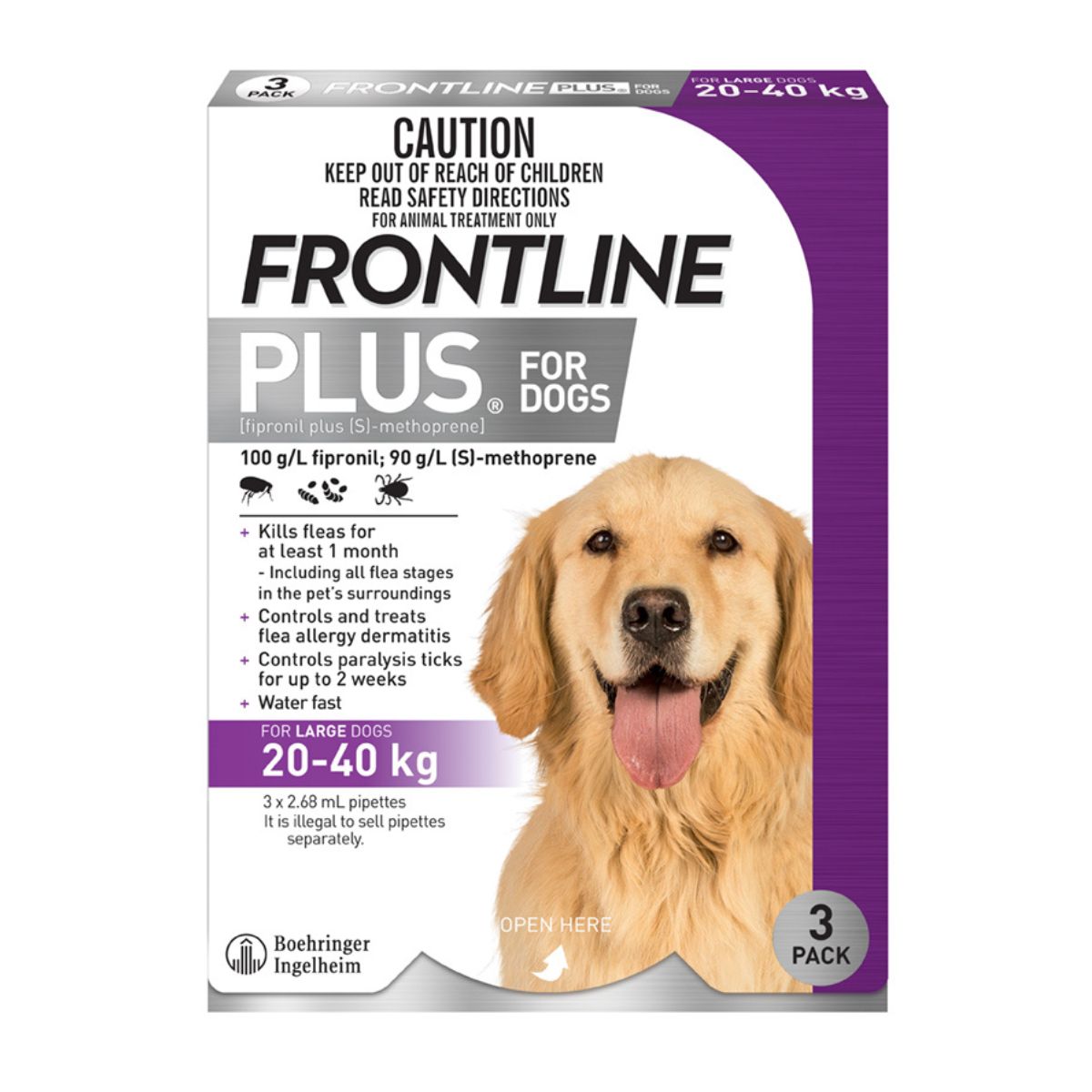 Frontline Plus Dog 20-40kg Purple Large 3pk-1996005509328670722