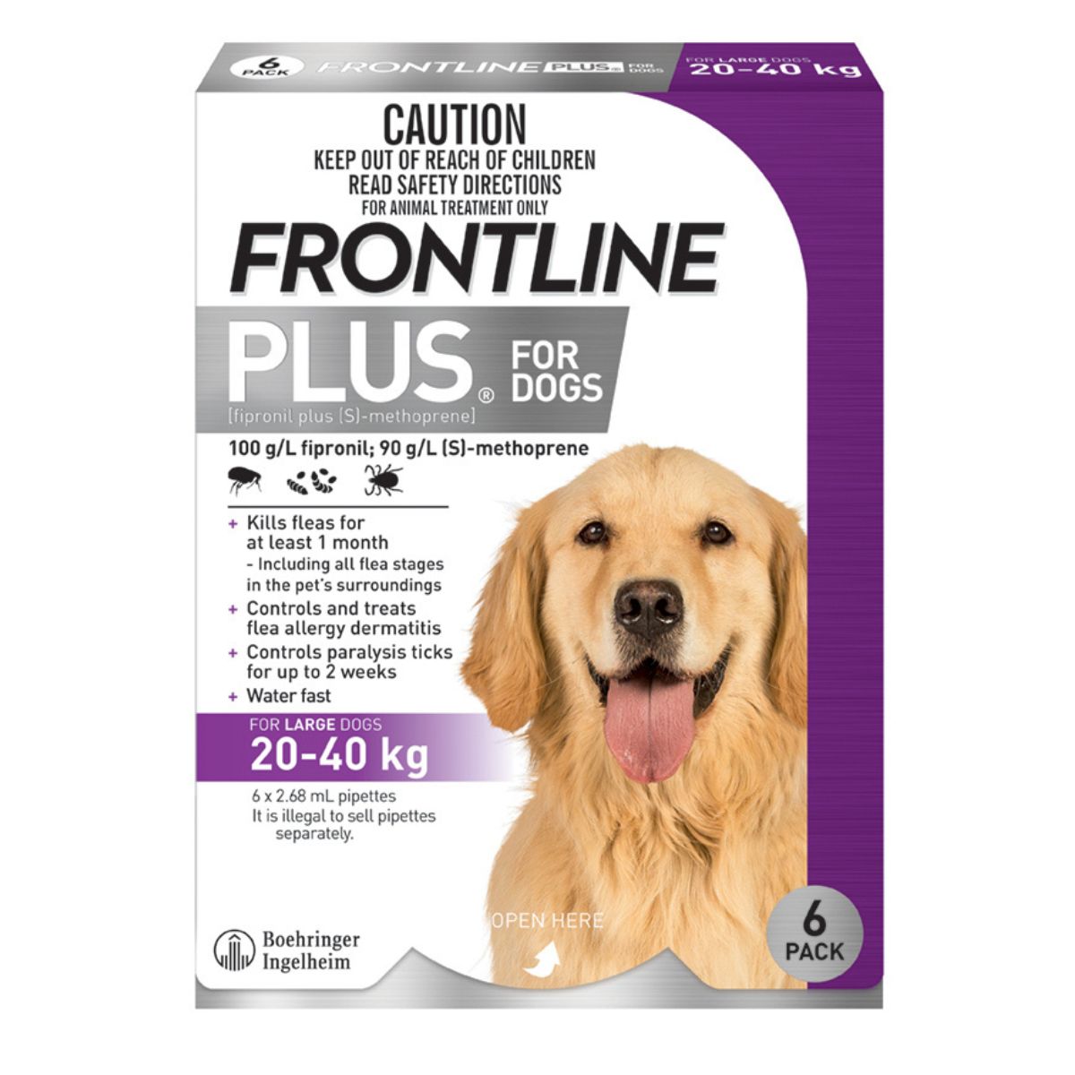 Frontline Plus Dog 20-40kg Purple Large 6pk-1996005509496442882