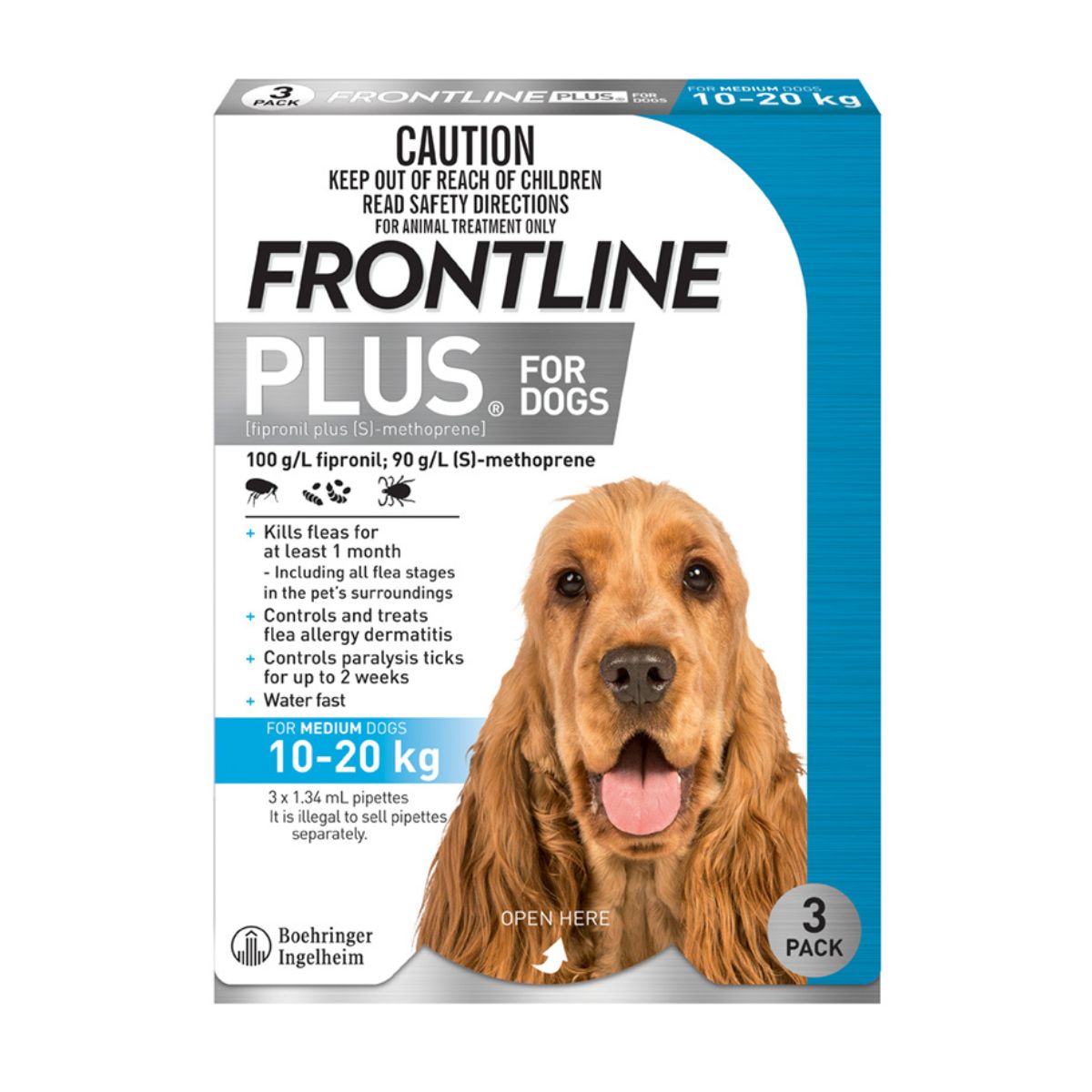 Frontline Plus Dog 10-20kg Blue Medium 3pk-1996005509655826432