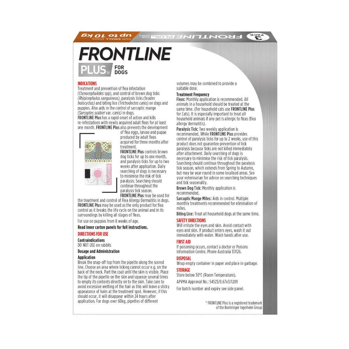 Frontline Plus Dog 0-10kg Orange Small 3pk-1996005509982982145