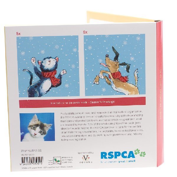 RSPCA Christmas Cards RSPCA Catching Snowflakes 13cm x 13cm
