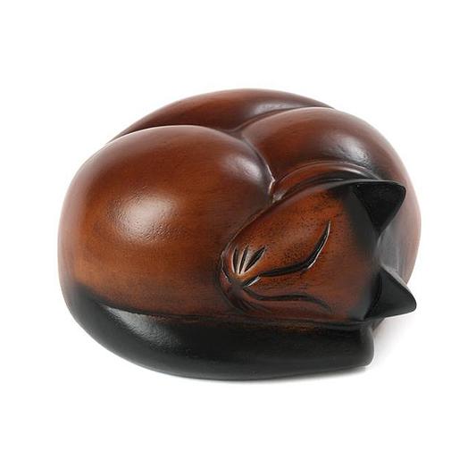 Cat Memorial Keepsake Sleeping Cat Timber Urn