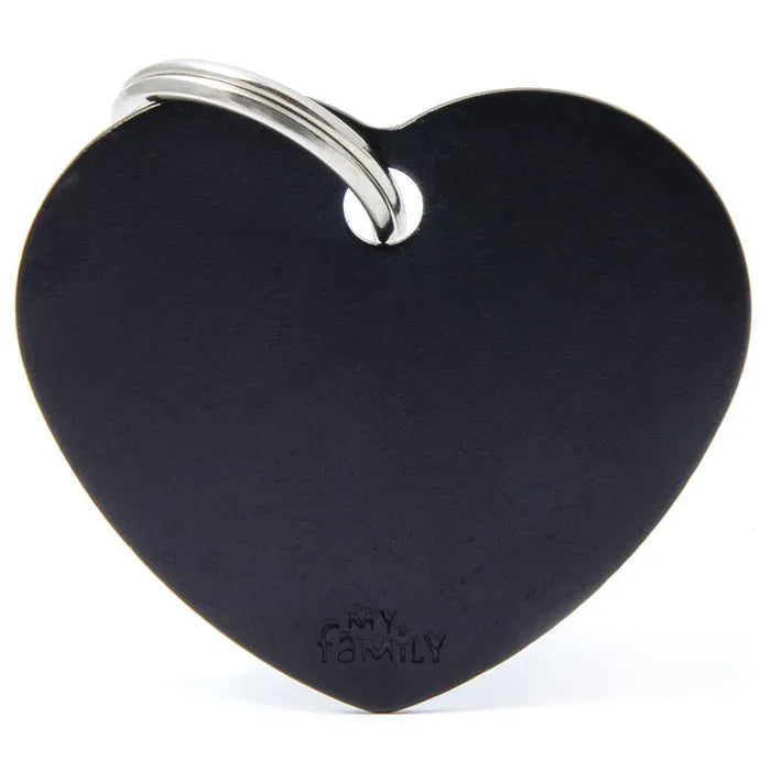Pet ID Tag Aluminium Black Heart Large