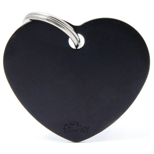 Pet ID Tag Aluminium Black Heart Large