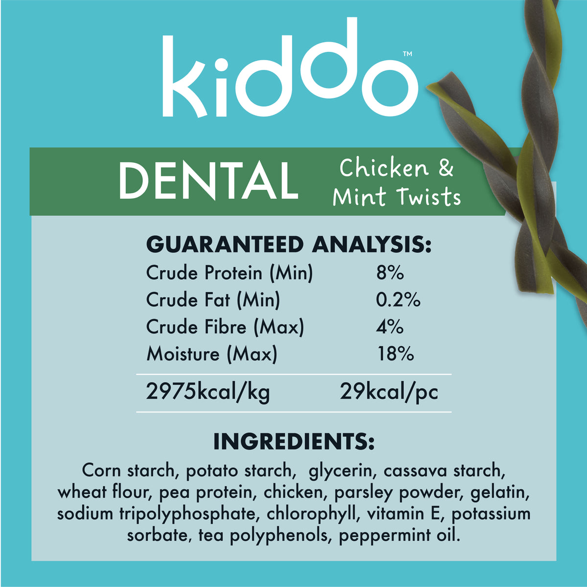 Kiddo Dental Small - Chicken & Mint Twists (10pk)