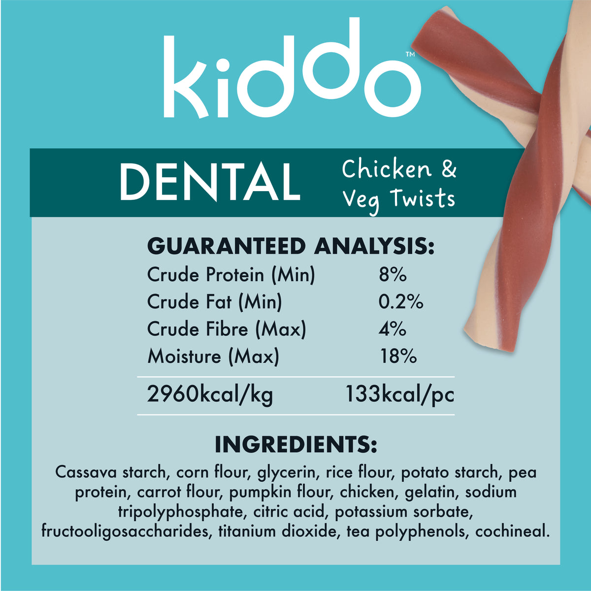 Kiddo Dental Large - Chicken & Veg Twists - (10pk)