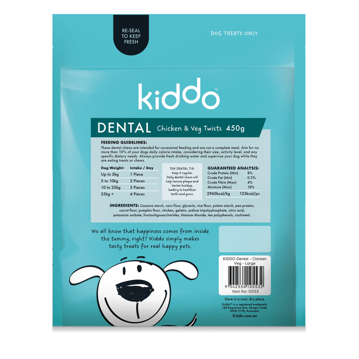 Kiddo Dental Large - Chicken & Veg Twists - (10pk)