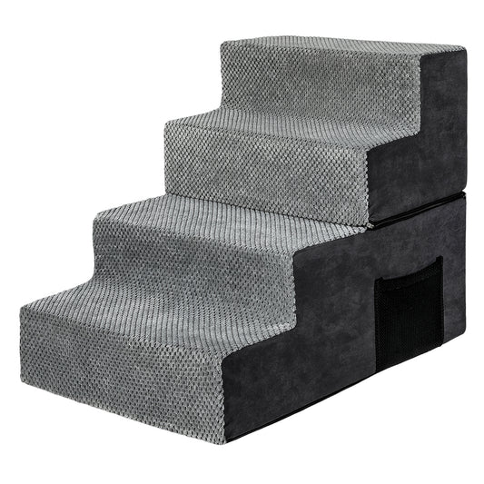 Pawz 4 Steps Pet Stairs Dog Ramp High Density Foam Grey-1973193605396959232