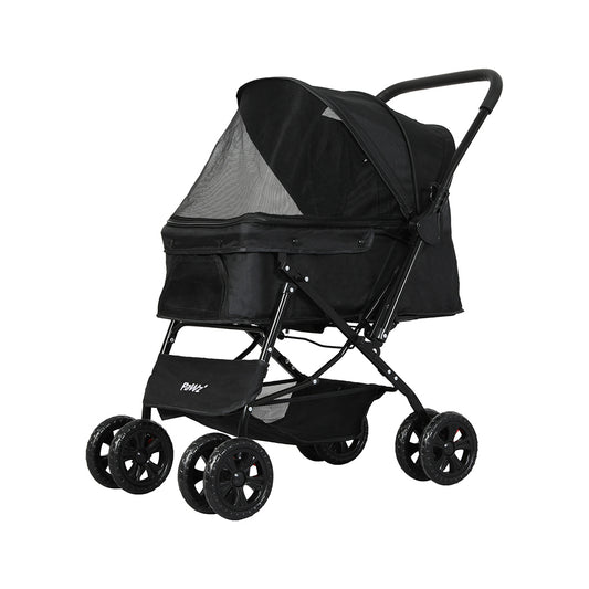 PaWz Pet Stroller Dog Cat Carrier Foldable Black-1973193719184232448