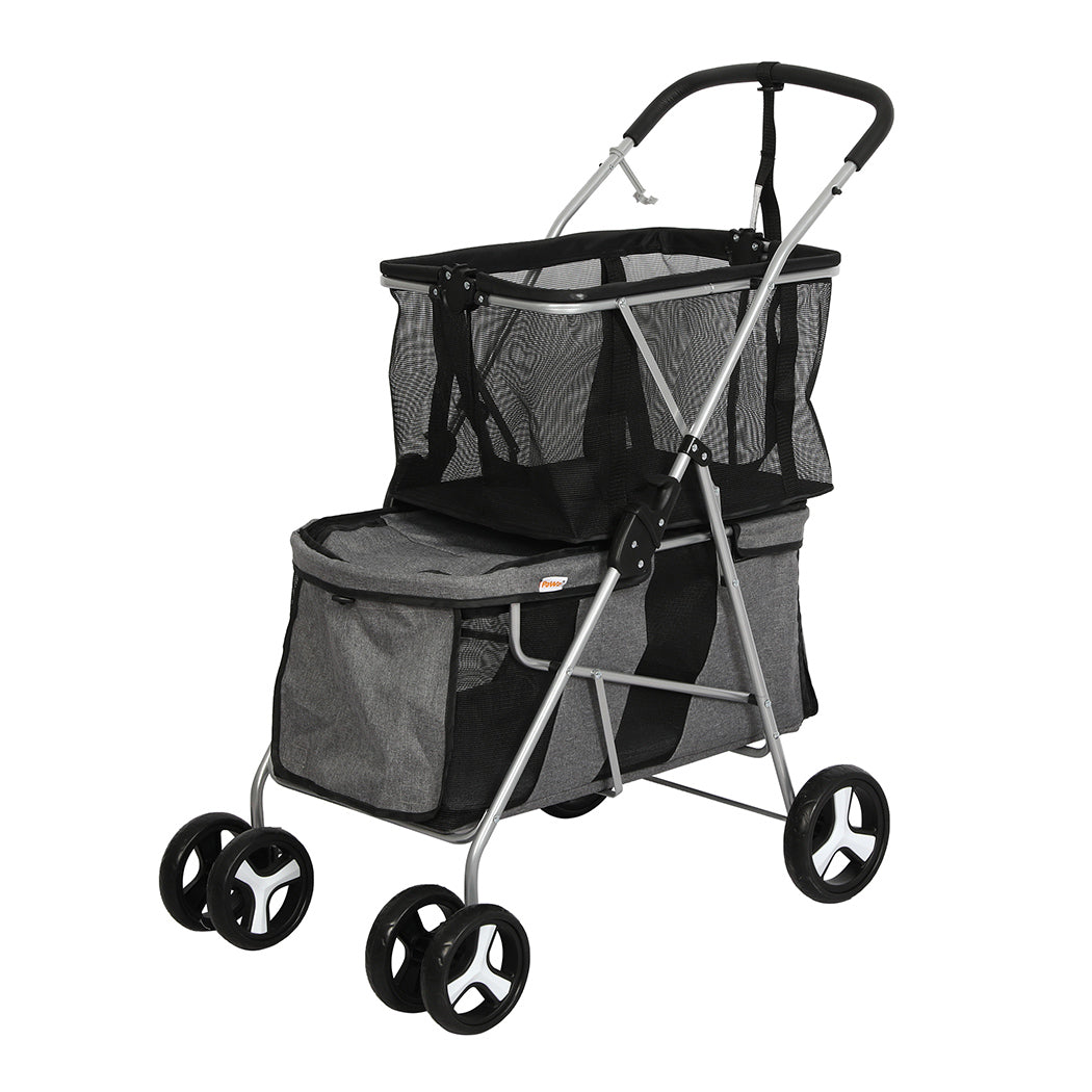 PaWz Pet Stroller 2-Tier Dog Cat Carrier Foldable-1975420407137832960