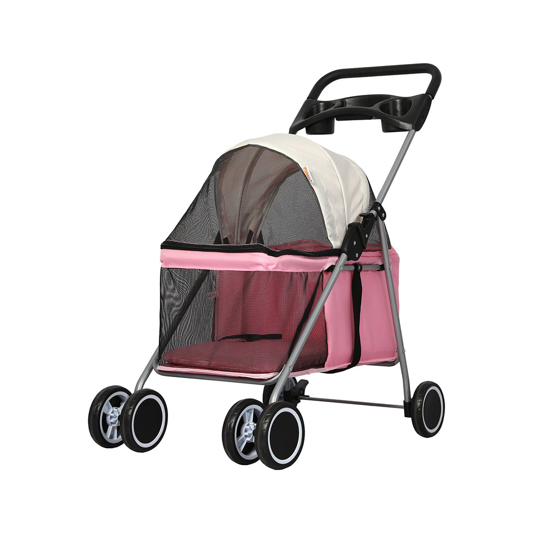 PaWz Pet Stroller Dog Cat Carrier Foldable Pink-1975420406949089280