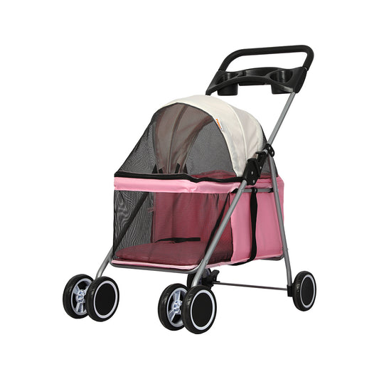 PaWz Pet Stroller Dog Cat Carrier Foldable Pink-1975420406949089280
