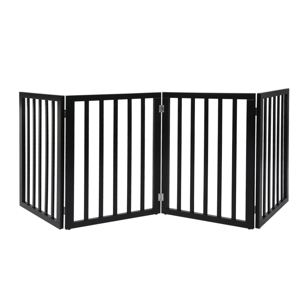 PaWz 4 Panels Wooden Pet Gate Dog Fence Black 600x 3MM-1973193642772402176