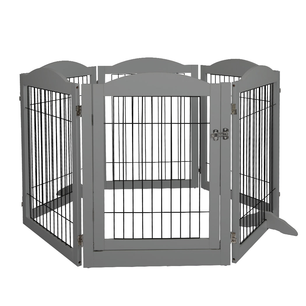 PaWz 6 Panels Pet Dog Playpen Puppy Grey-1973193674401648641