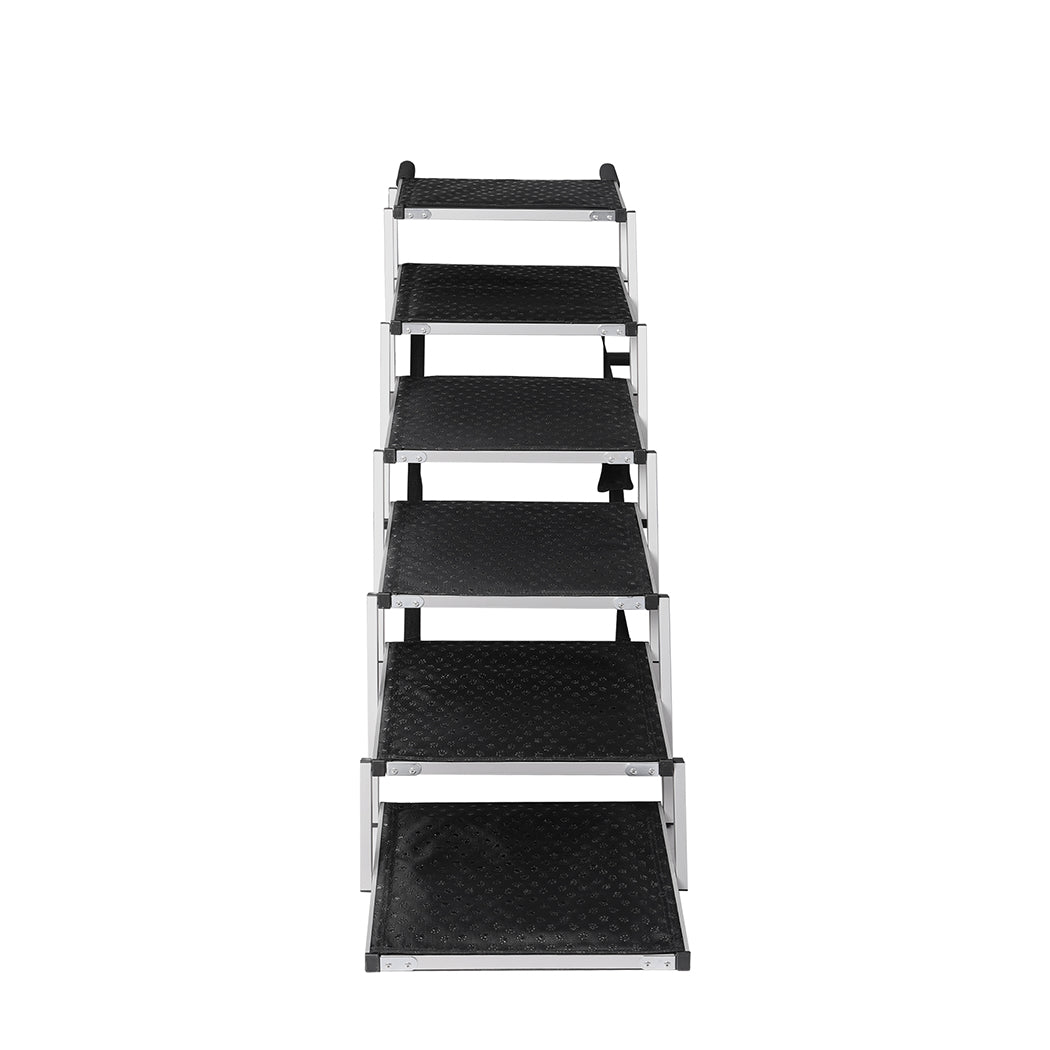 PaWz 6 Steps Dog Ramp Adjustable Height Black-1973193664230461441