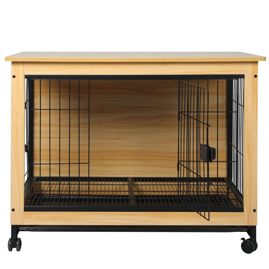 PaWz Wooden Wire Dog Kennel Side End M Medium-1973193672728121345