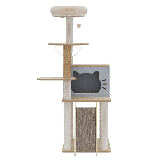 Pawz Cat Tree Tower Scratcher Wood Condo House 120cm-1996005457147334657
