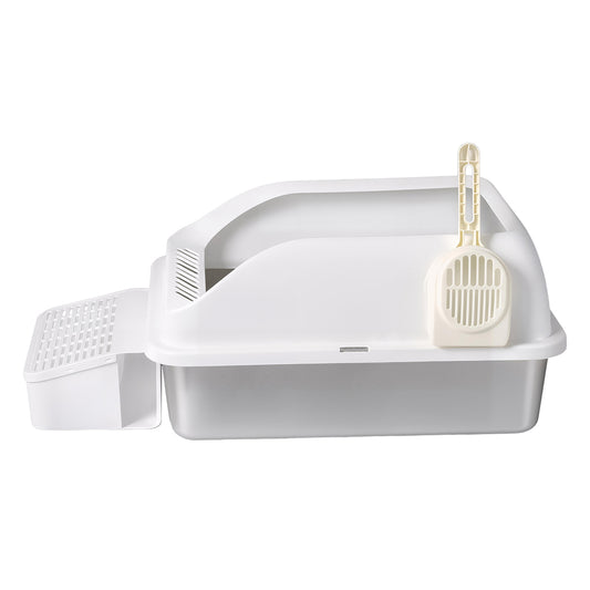 Pawz Stainless Steel Cat Litter Box Big Cats Kitten High Sided Easy Clean White-2065254294571061249