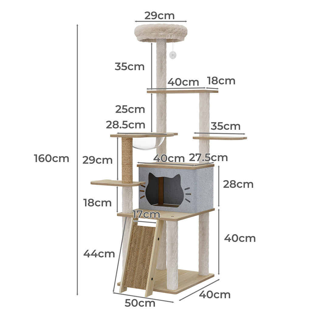 Pawz Cat Tree Tower Large Scratcher Condo House 160cm-1996005457323495426