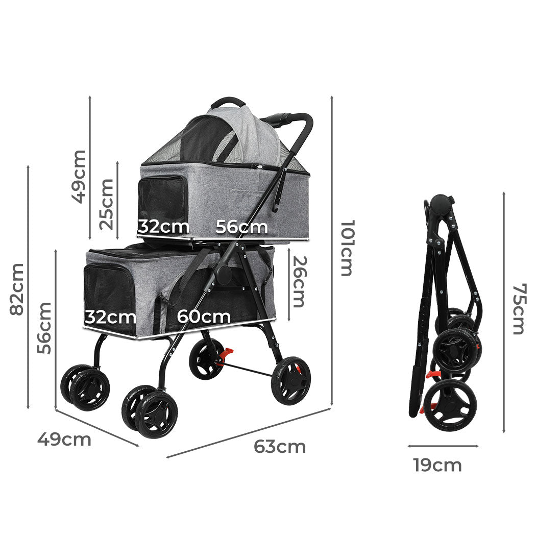 PaWz Two-tier Pet Stroller Double Dog-1973193720190865410