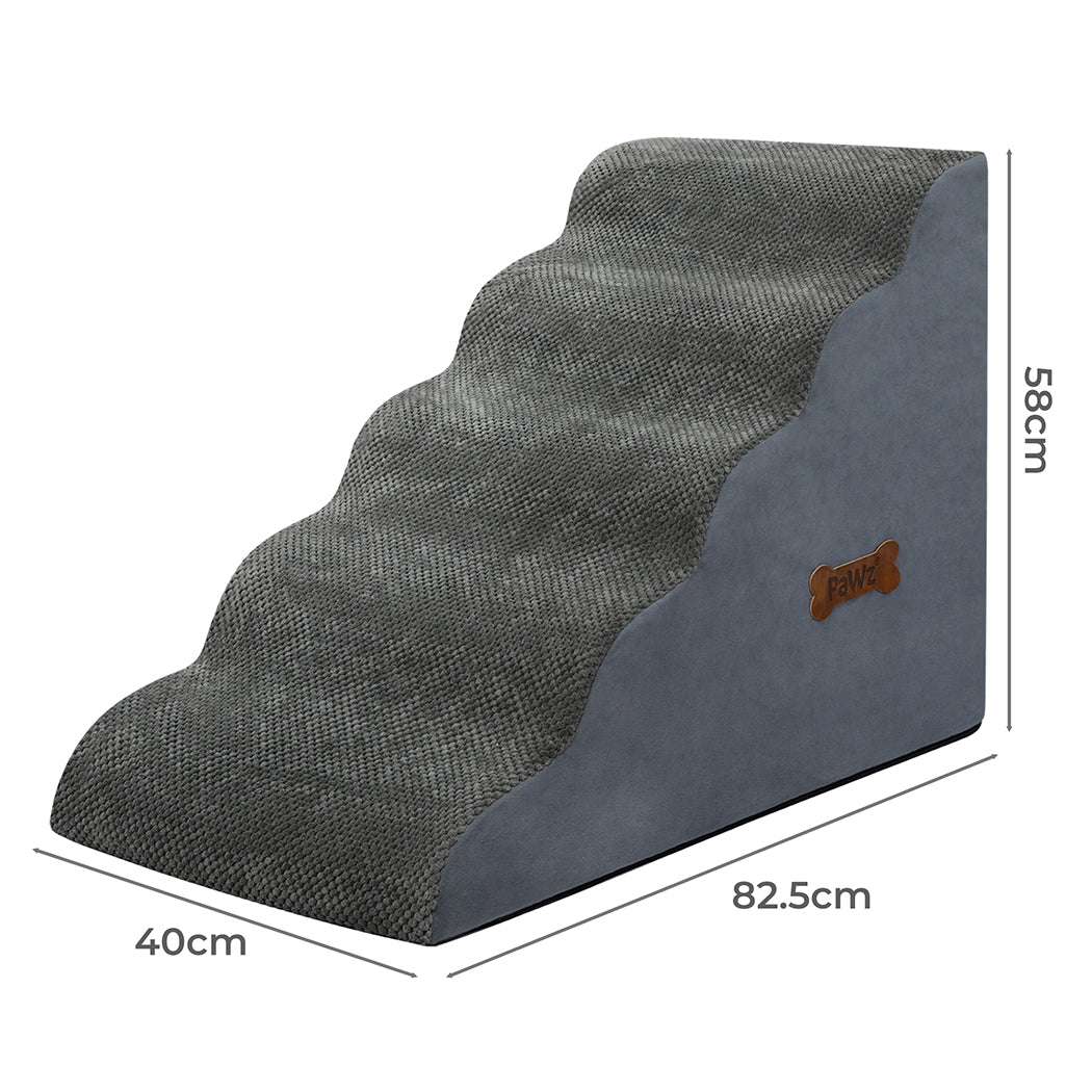 Pawz 5 Steps Pet Stairs Dog Ramp High Density Foam Grey-1973193539949039618