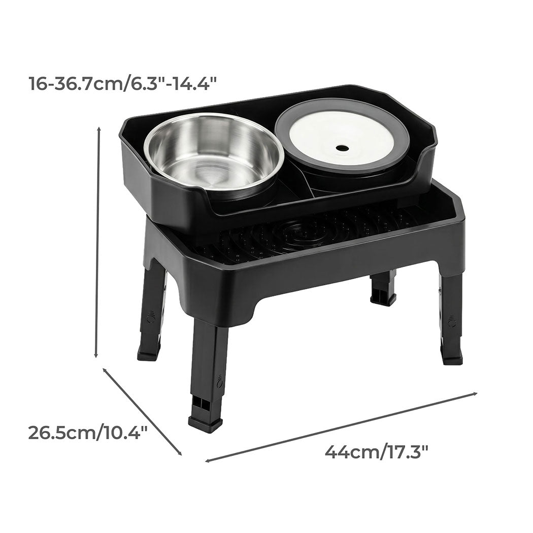 Pawz Raised Dog Bowls Adjustable Elevated Feeder Slow Feeder Lick Mat Foldable-2102558151810355202