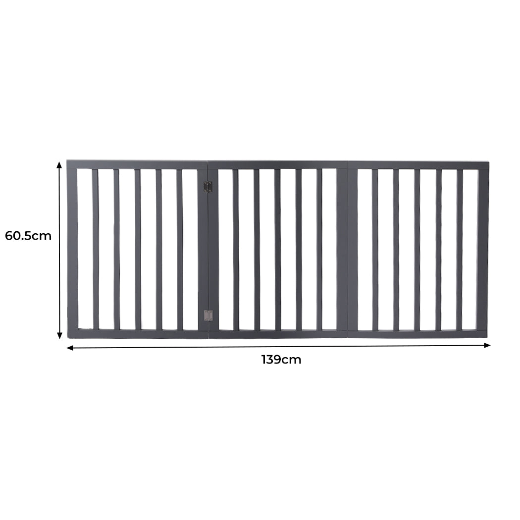 Wooden Pet Gate Dog Fence Retractable Grey 2000x 3MM-1975420451777810434