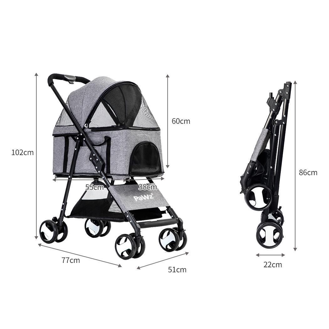 PaWz Large Pet Stroller Dog Cat Travel Grey-1973193718618001410
