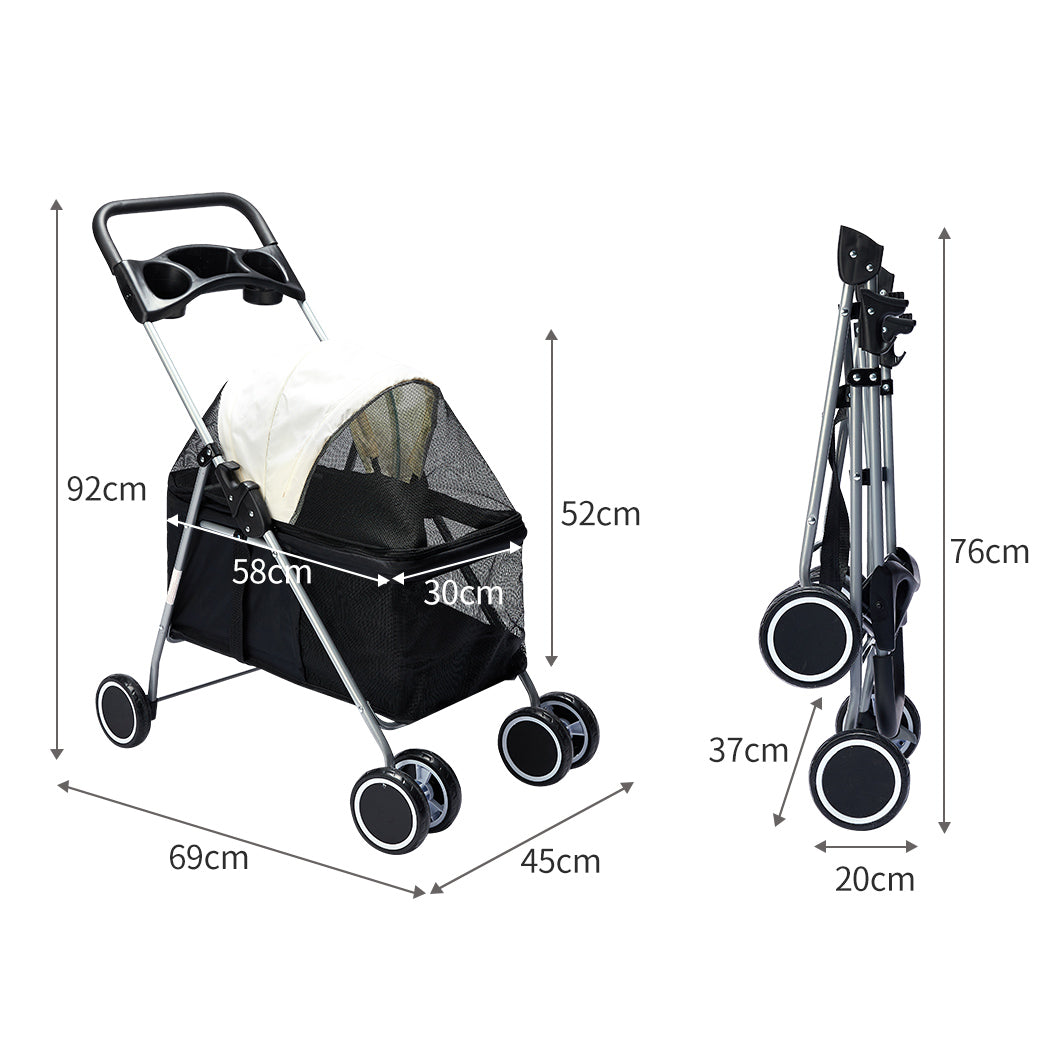 PaWz Large Pet Stroller Dog Cat Carrier Black-1973193718810939394