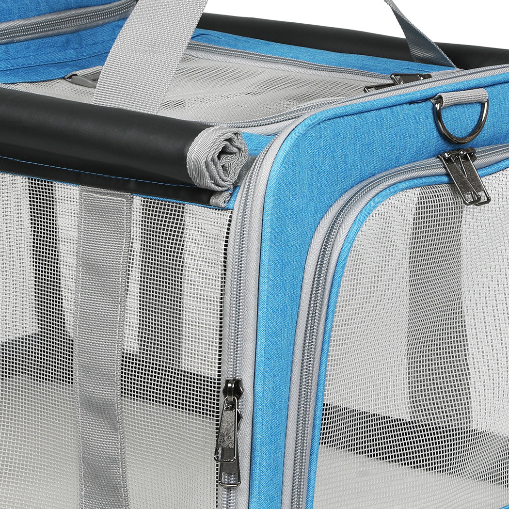 Pawz 3 in 1 Pet Soft Crate Dog Cat Carrier M Size Blue-1975420341031407619