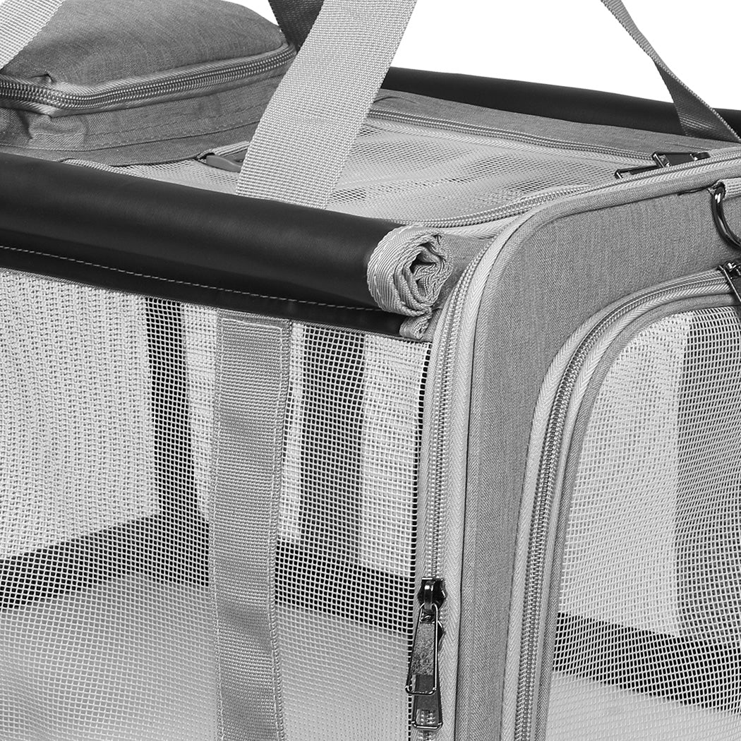 Pawz 3 in 1 Pet Soft Crate Dog Cat Carrier L Size Grey-1973193524862128131